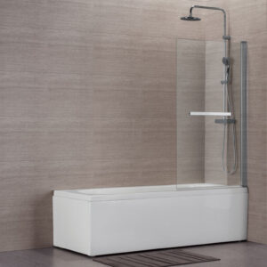 Pare baignoire concerto 80 x 140 cm profilé blanc verre transparent poignée porte-serviette épaisseur du verre 6 mm. disponible abidjan cote d'ivoire.