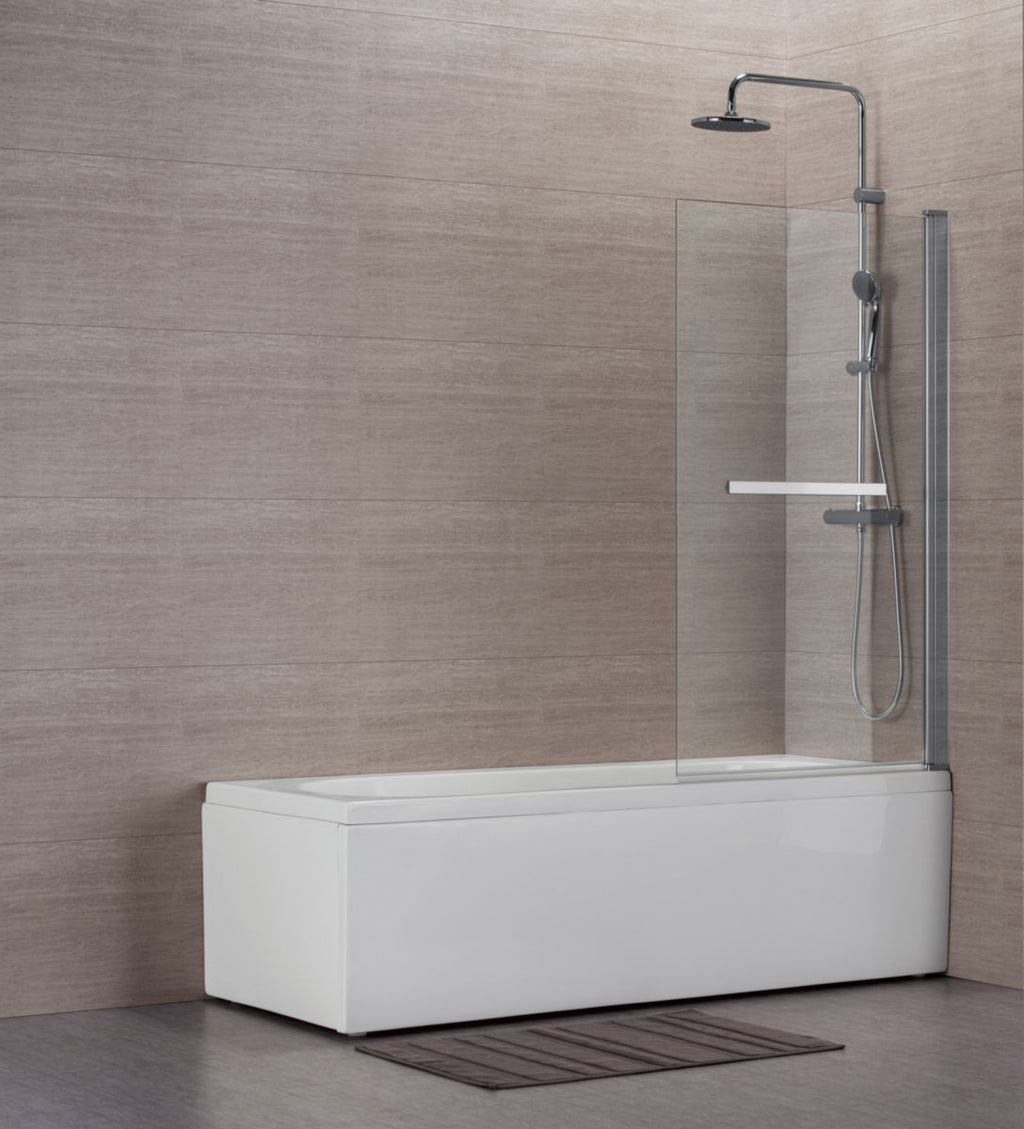 Pare baignoire concerto 80 x 140 cm profilé blanc verre transparent poignée porte-serviette épaisseur du verre 6 mm. disponible abidjan cote d'ivoire.