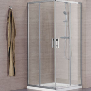 Paroi de douche alterna concerto accès d'angle coulissant l 80 x h 195 cm profilé argent brillant verre transparent. disponible abidjan cote d'ivoire.