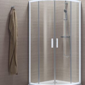 Paroi de douche alterna concerto quart cercle coulissant l 80 x h 195 cm profilé blanc verre transparent, réf. disponible abidjan cote d'ivoire.