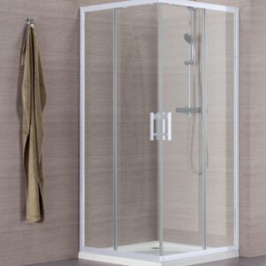 Paroi de douche concerto accès d'angle coulissant l 100 x h 195 cm profilé blanc verre transparent. disponible abidjan cote d'ivoire.