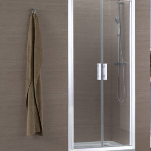 Paroi de douche concerto accès de face 2 portes battantes 90 cm profilé argent brillant verre transparent. disponible abidjan cote d'ivoire.