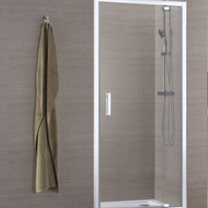 Paroi de douche concerto porte pivotante ouverture gain de place 70 cm profilé blanc verre transparent. disponible abidjan cote d'ivoire.