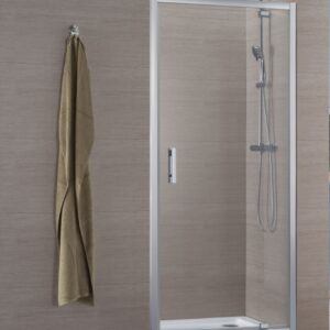 Paroi de douche concerto porte pivotante ouverture gain de place 80 cm profilé argent brillant verre transparent. disponible abidjan cote d'ivoire.
