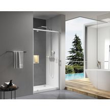 Paroi de douche concerto porte pivotante ouverture gain de place 90 cm profilé blanc verre transparent. disponible abidjan cote d'ivoire.