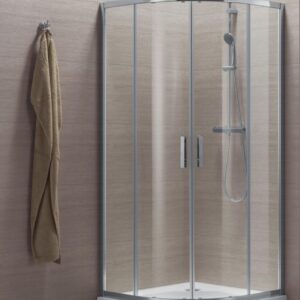 Paroi de douche concerto quart cercle coulissant l 90 x h 195 cm profilé argent brillant verre transparent. disponible abidjan cote d'ivoire.