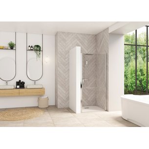Paroi de douche smart design porte pivotante sans seuil 80 profilé chromé verre transparent réf. disponible abidjan cote d'ivoire.