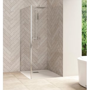 Paroi de douche smart design retour fixe sans seuil 90 cm profilé chromé verre transparent réf. disponible abidjan cote d'ivoire.