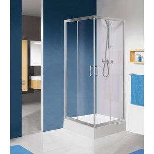 Paroi de douche tyxo angle porte coulissante 80 x 80 verre transparent argent brillant réf. disponible abidjan cote d'ivoire.
