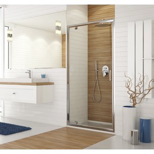 Paroi de douche tyxo porte pivotante axe excentré 100 verre transparent argent brillant réf. disponible abidjan cote d'ivoire.