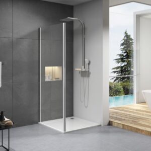 Paroi de retour concerto longueur 100 cm profilé argent brillant verre transparent alterna, réf. disponible abidjan cote d'ivoire.