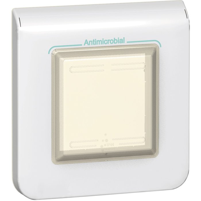 Plaque antimicrobienne - étanche - ip 44 - 2 modules - blanc - ref. disponible abidjan cote d'ivoire.