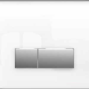 Plaque de commande alterna concerto rectangulaire verre blanc et insert chromé brillant. disponible abidjan cote d'ivoire.