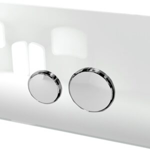 Plaque de commande alterna concerto ronde verre blanc et insert chromé brillant. disponible abidjan cote d'ivoire.