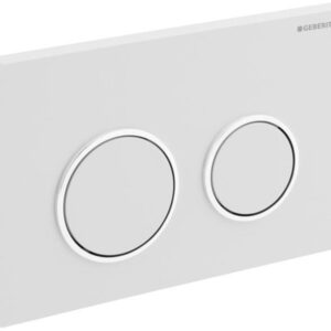 Plaque de déclenchement geberit omega20 synthétique double touche blanc / chromé brillant / blanc réf 115085kj1. disponible abidjan cote d'ivoire.