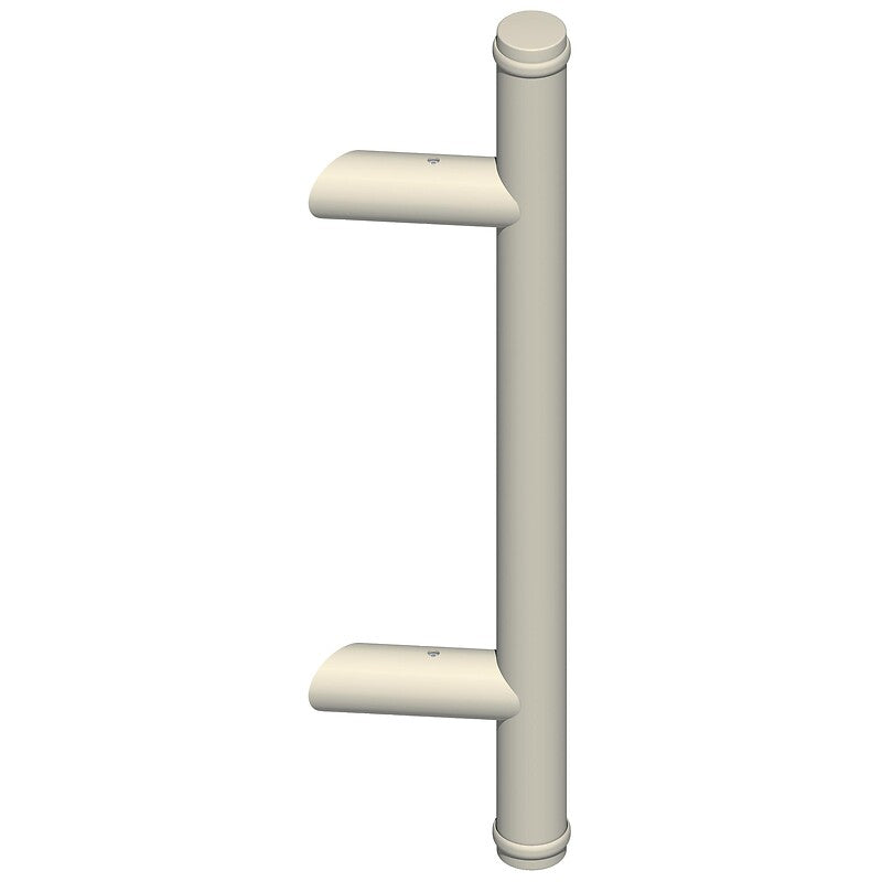 Poignée porte battante aluminium diva xxi, diamètre 35 entraxe 300mm,incliné 50° hauteur 500 mm, blanc ral 9010 percée. disponible abidjan cote d'ivoire.