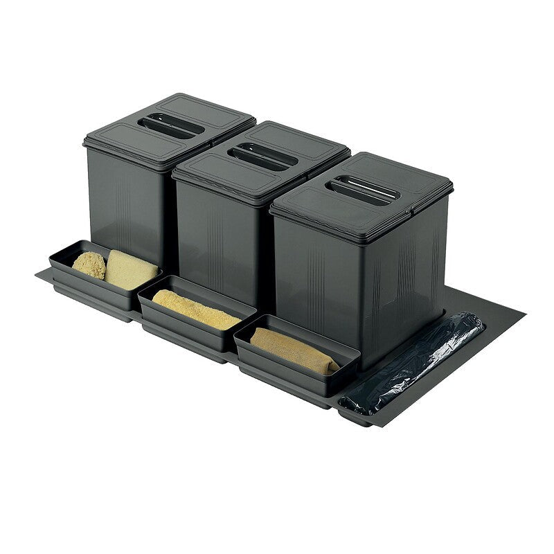 Poubelle 3 bacs de 16 litres largeur 900 mm pour tiroir. disponible abidjan cote d'ivoire.