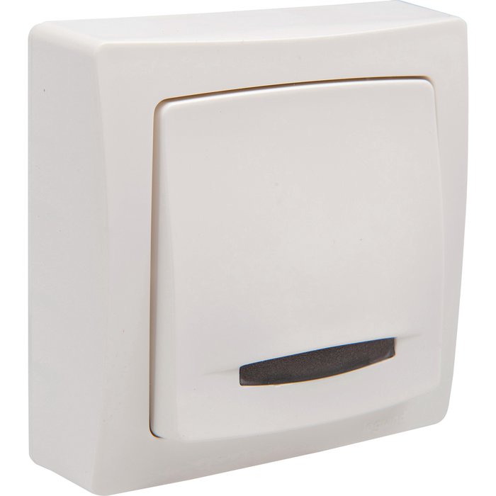 Poussoir à voyant - 6 a - blanc - ref. disponible abidjan cote d'ivoire.