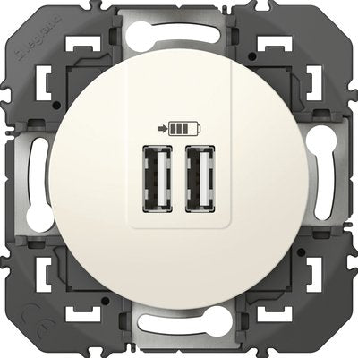 Prise double dooxie - pour chargeur - typea - 3a - blanc - réf. disponible abidjan cote d'ivoire.