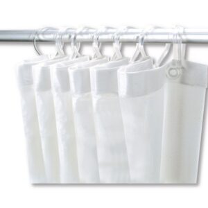 Rideau de douche delabie avec 8 mousquetons plastique, hauteur 1,80 m, largeur 1,20 m, pvc blanc réf. disponible abidjan cote d'ivoire.