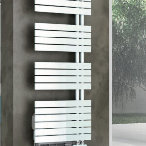 Sèche-serviettes concerto eau chaude asymétrique hauteur 1054mm largeur 550mm 474w avec soufflant 1000w blanc. disponible abidjan cote d'ivoire.