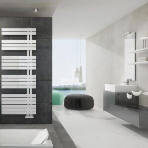 Sèche-serviettes eau chaude concerto asymétrique hauteur 1054 mm largeur 550 mm couleur blanc 474 watts. disponible abidjan cote d'ivoire.