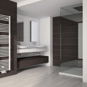 Sèche-serviettes eau chaude primeo 2 connexion centrale entraxe 50 mm 603 w 1322 x 500 mm blanc. disponible abidjan cote d'ivoire.