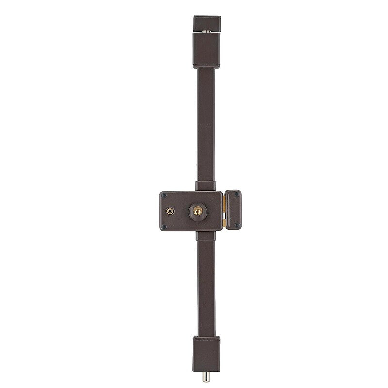 Serrure 3 points en applique à cylindre rond type horga horizontal à fouillot main gauche coloris marron foncé. disponible abidjan cote d'ivoire.