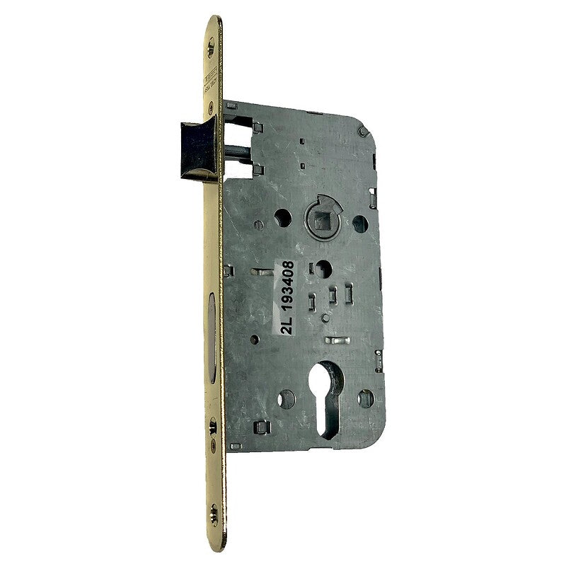 Serrure à larder axe à 40 mm pêne demi tour et pêne dormant à cylindre - têtière bouts ronds laitonnée - 4130. disponible abidjan cote d'ivoire.