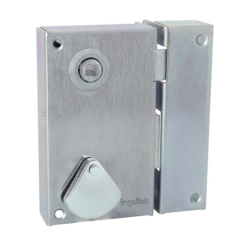 Serrure de grille en applique à clé 4 gorges saint pierre zingué verticale à fouillot main droite. disponible abidjan cote d'ivoire.