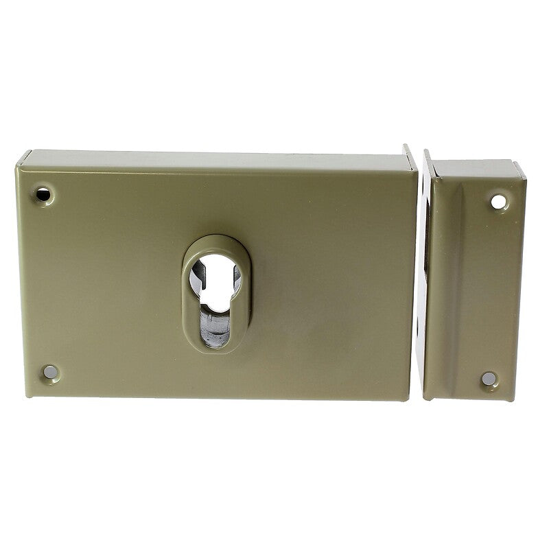 Serrure de porte coulissante en applique horizontale à fouillot à crochet à cylindre européen main gauche. disponible abidjan cote d'ivoire.