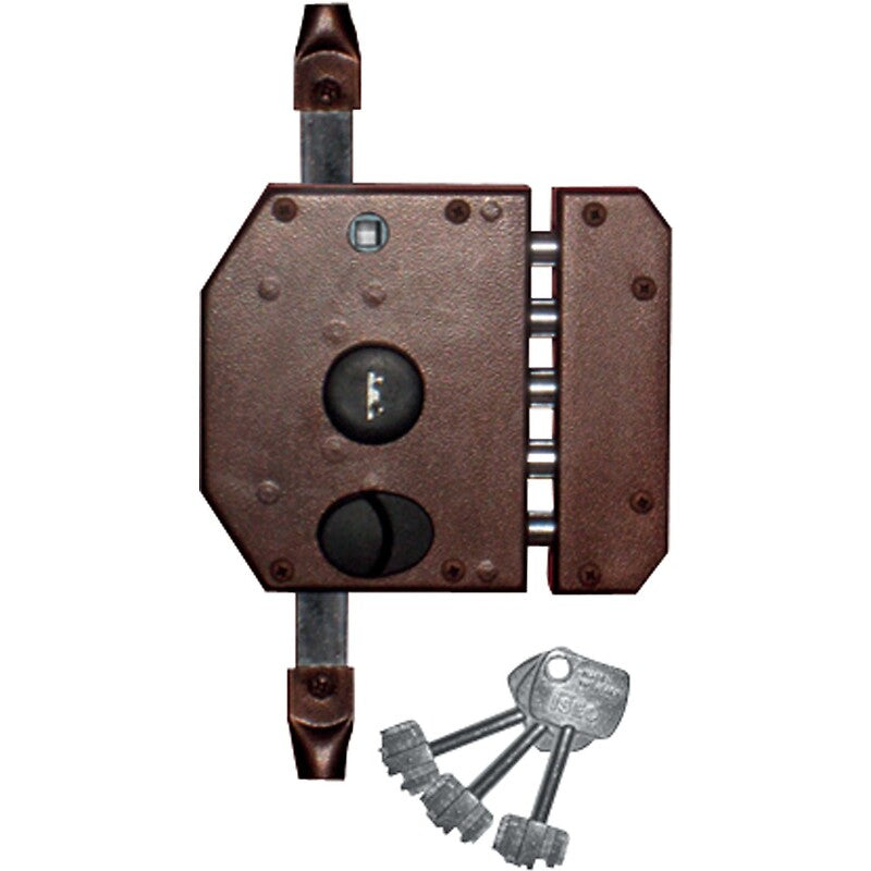 Serrure en applique à fouillot perfecta main gauche sans tringle coloris marron. disponible abidjan cote d'ivoire.