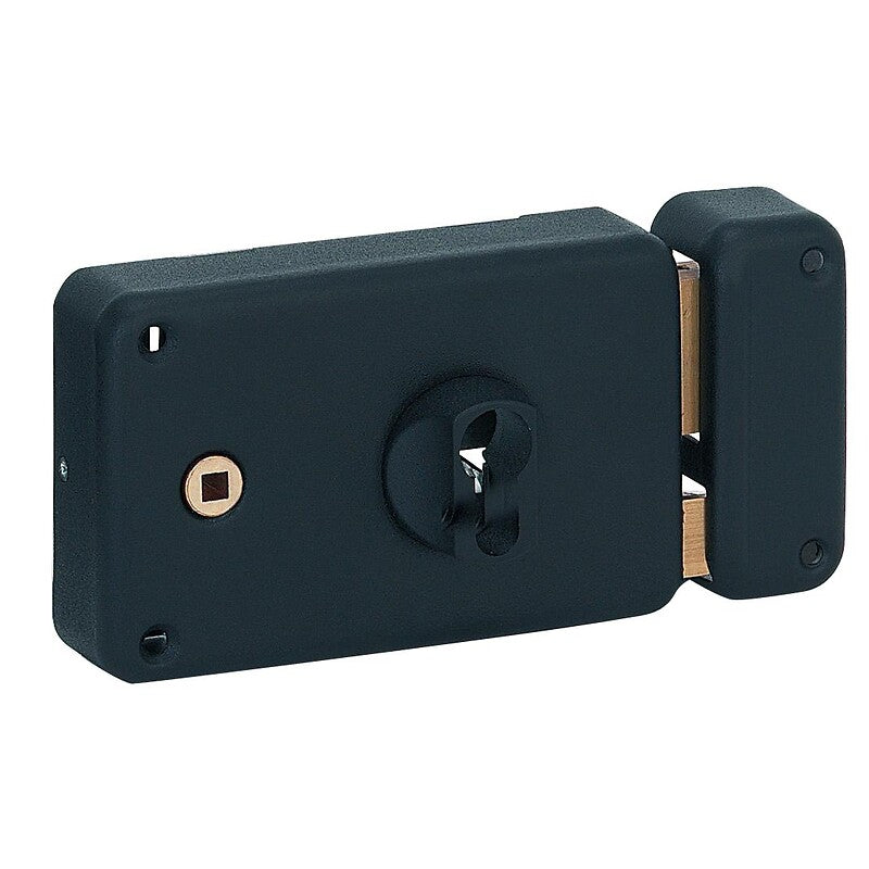 Serrure en applique horizontale à fouillot - pêne dormant et demi-tour - a cylindre européen - optimum main gauche. disponible abidjan cote d'ivoire.