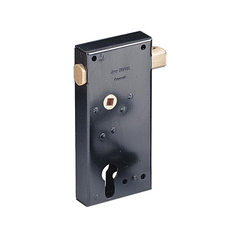 Serrure en applique verticale à fouillot à cylindre européen pêne levant pour portail bois main gauche. disponible abidjan cote d'ivoire.