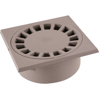 Siphon de cour sc456g pvc gris clair - 15x15 cm - ø mâle 50 mm ø femelle 40/63 mm. disponible abidjan cote d'ivoire.