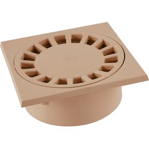 Siphon de cour sc891s pvc sable - 25x25 cm - ø mâle 90 mm ø femelle 80/100 mm. disponible abidjan cote d'ivoire.