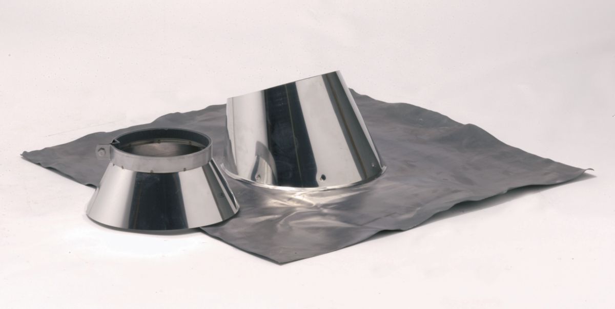 Solin 5°-30° inox + collet avec bavette de plomb 800 x 800 gamme opsinox diamètre 180 / 230 réf. disponible abidjan cote d'ivoire.