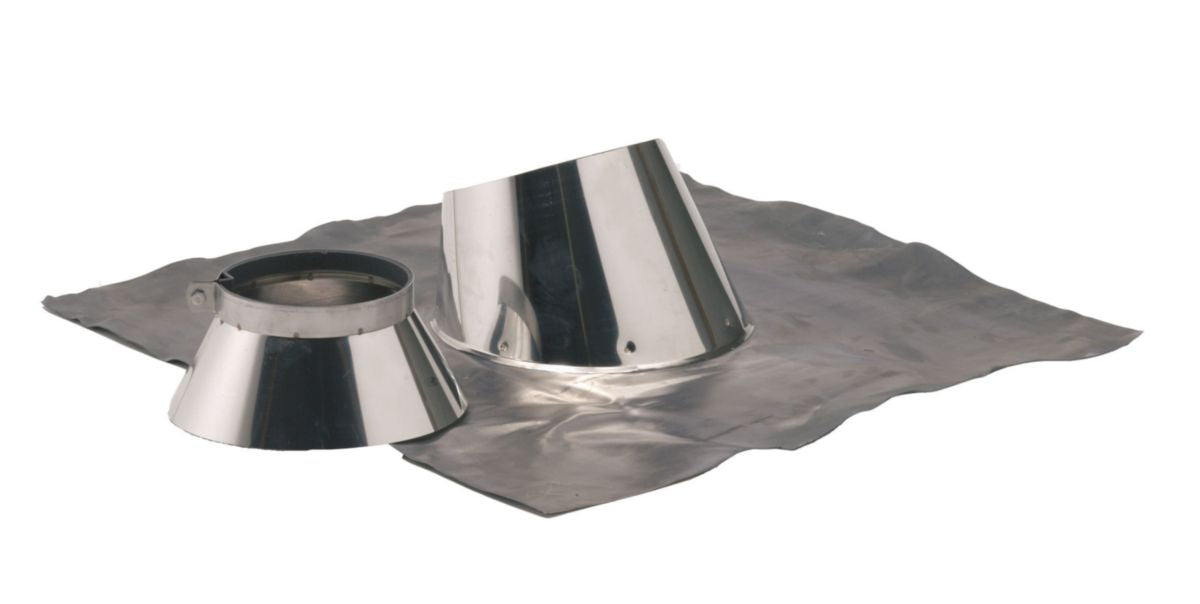 Solin 5°-30° inox + collet avec bavette de plomb 800 x 800 gamme opsinox diamètre 200 / 250 réf. disponible abidjan cote d'ivoire.