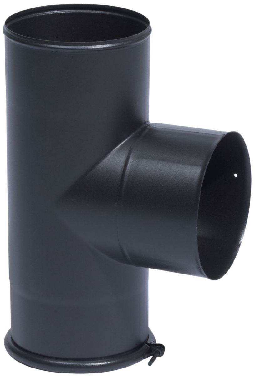 Té 90° avec tampon email mat acier émaillé diamètre : 125 noir bois / fioul / gaz réf. disponible abidjan cote d'ivoire.