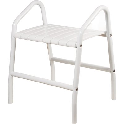 Tabouret de douche de sécurité tube en aluminium blanc diamètre 30 mm 8 lattes polypropylène époxy blanc réf. disponible abidjan cote d'ivoire.