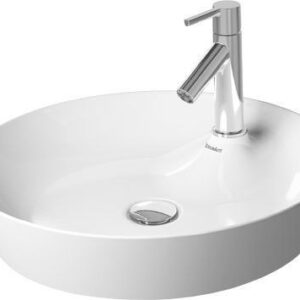 Vasque à poser duravit cape cod 480 mm avec ilot robinetterie, sans trop plein, 1 tr, ronde blanc réf. disponible abidjan cote d'ivoire.