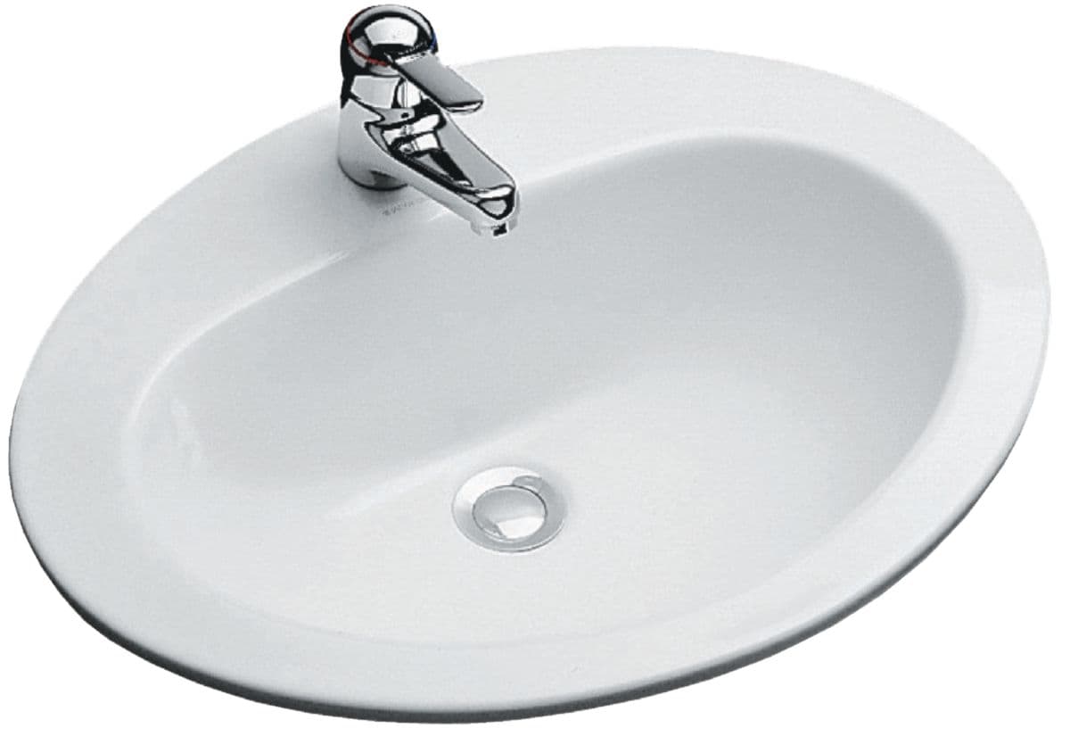 Vasque jacob delafon ovale 63 x 48 blanc percée 1 trou, prépercée 2 trous, réf. disponible abidjan cote d'ivoire.