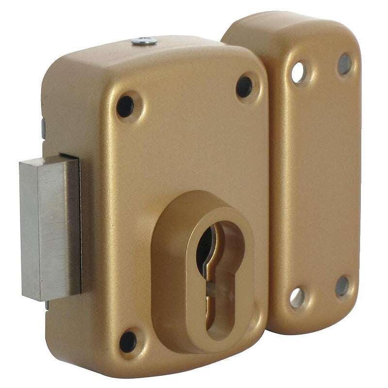 Verrou à cylindre européen de sûreté arnov avec pêne long 140 mm finition bronze. disponible abidjan cote d'ivoire.