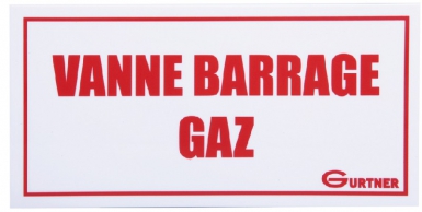 Étiquette vanne barrage gaz f blanc l rouge. disponible abidjan cote d'ivoire.