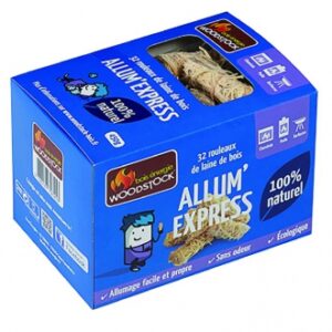 Allum’express - boîte de 32 rouleaux de laine de bois, allumage facile et sans odeur, écologique 100% naturel. disponible abidjan cote d'ivoire.
