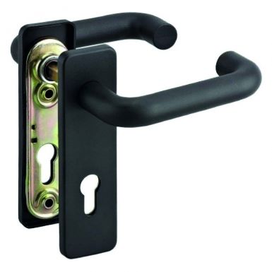 Béquille double sur plaque pour serrure réversible cf5e entraxe 72 mm carré de 9 mm clé i - noir. disponible abidjan cote d'ivoire.