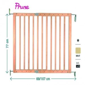 Barrière de sécurité bois brut " prune " 69 à 107 cm extensible et pivotante. disponible abidjan cote d'ivoire.