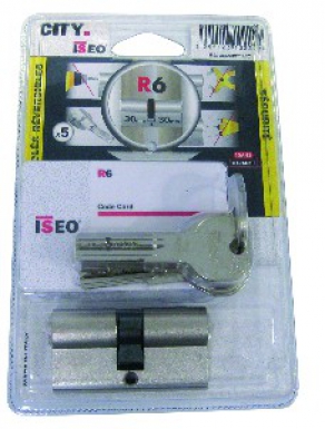 Blister cylindre 2 entrées ” isr6 ” nickelé 40x40 5 clés réversibles. disponible abidjan cote d'ivoire.