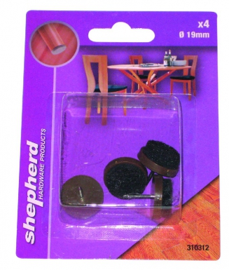 Blister de 4 feutres à clouer plastique marron ø 19 mm. disponible abidjan cote d'ivoire.