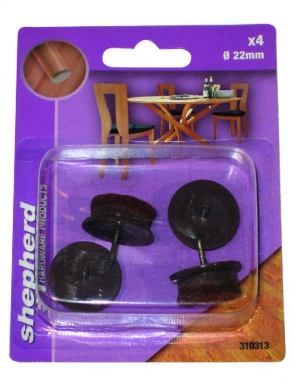 Blister de 4 feutres à clouer plastique marron ø 22 mm. disponible abidjan cote d'ivoire.